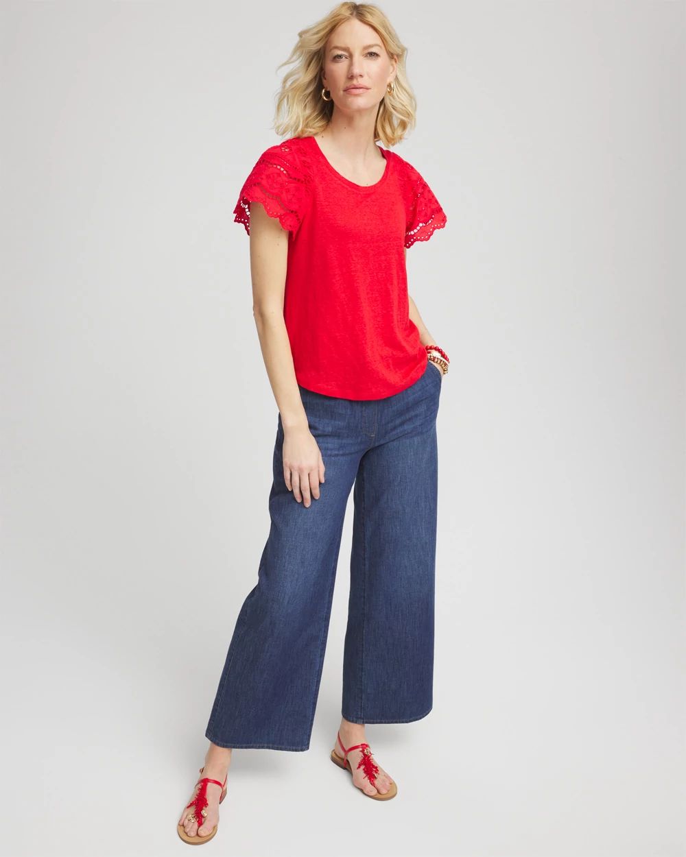 トップス xgdt Linen Embroidered Lace Tee | Chico's